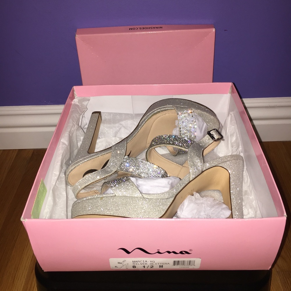 Nina®️ Glittering Rhinestone Platform Heels